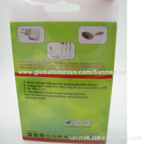 5-in-1 USB charger for iPad mini/iPhone 5, can be used to charge any USB devicesNew